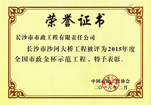 2015年度全国市政金杯示范工程